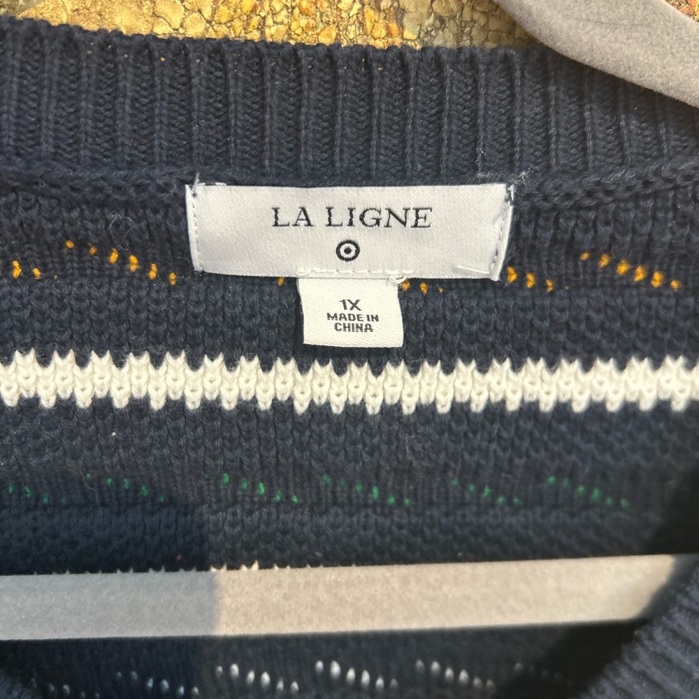 La Ligne/ Target Calab Size 1X Navy Striped Sweater - Picture 2 of 8